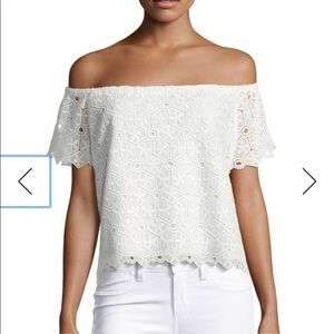 Amanda Uprichard White Firenze Lace Off Shoulder Top